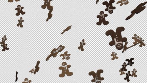 Videohive - Gingerbread Man Cookies - Falling Loop - Alpha Channel - 35300754 - 35300754