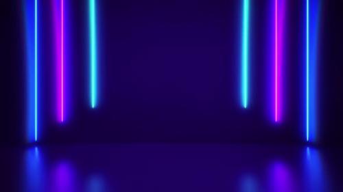 Videohive - Futuristic Abstract Blue And Purple Neon Line Light Shapes On colorful background. - 35301154 - 35301154