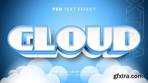 Cloud sky editable text effect with soft and cartoon text style psd