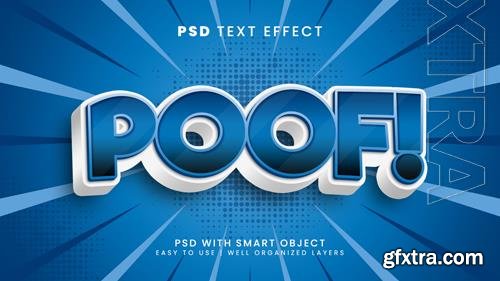 Poof editable text effect with comic and cartoon text style psd