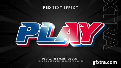 Play gamer 3d editable text effect with esport and stream font style psd