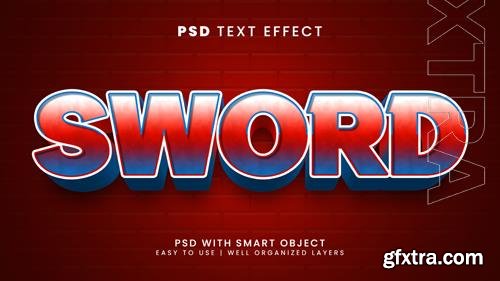 Editable text effect sword 3d knight and battle font style psd