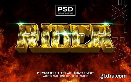 3d rider gold fire editable text effect psd
