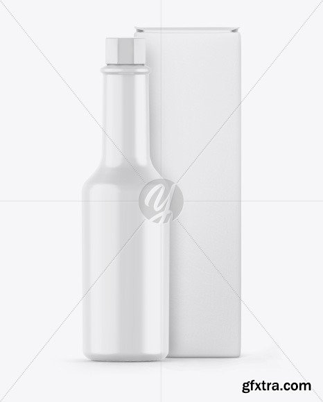 Glossy Sauce Bottle w/ Box Mockup 53460