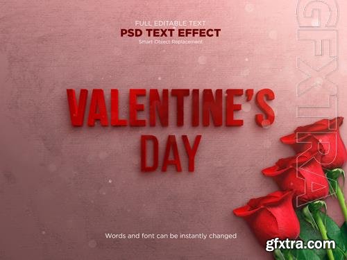 Text effect mockup valentines day decorated with flowers psd