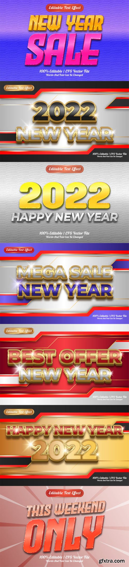 New Year 2022 Text Effects Collection - 10+ Vector Templates