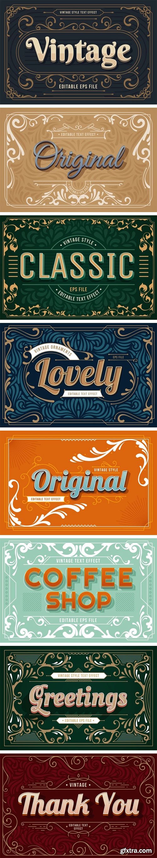 Elegant Vintage Styles & Ornaments Pack - 8 Vector Text Effects