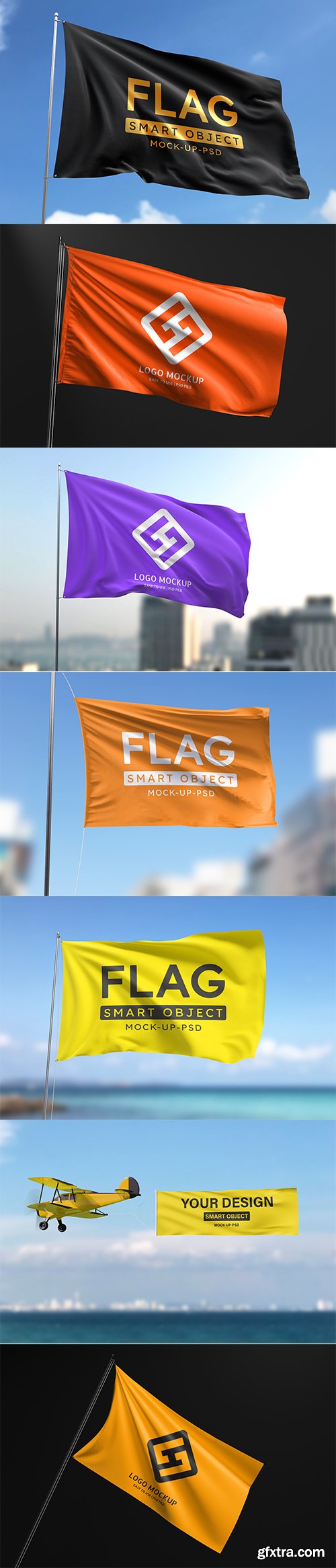 Waving flag mockup