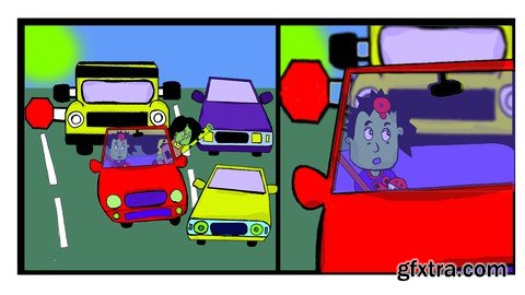 Cartoon Drawing Course : Angry Mom Driving in Traffic » GFxtra