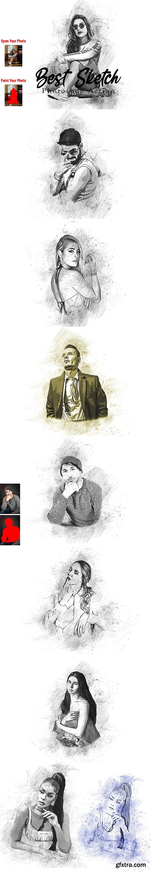 CreativeMarket - Best Sketch Photoshop Action 6824813