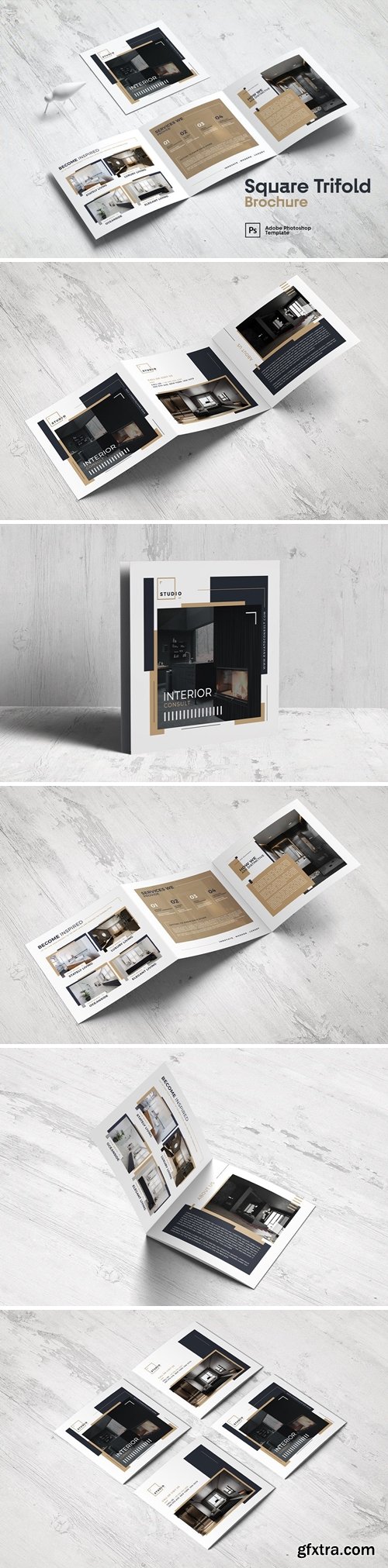 Square Trifold Interior Design Brochure