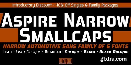 Aspire Narrow SmallCaps Font Family - 6 Fonts