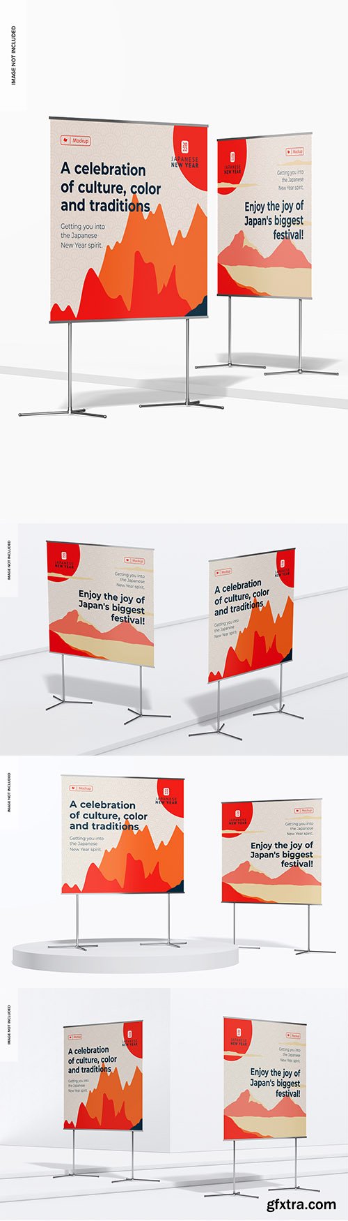 Horizontal banner stands mockup