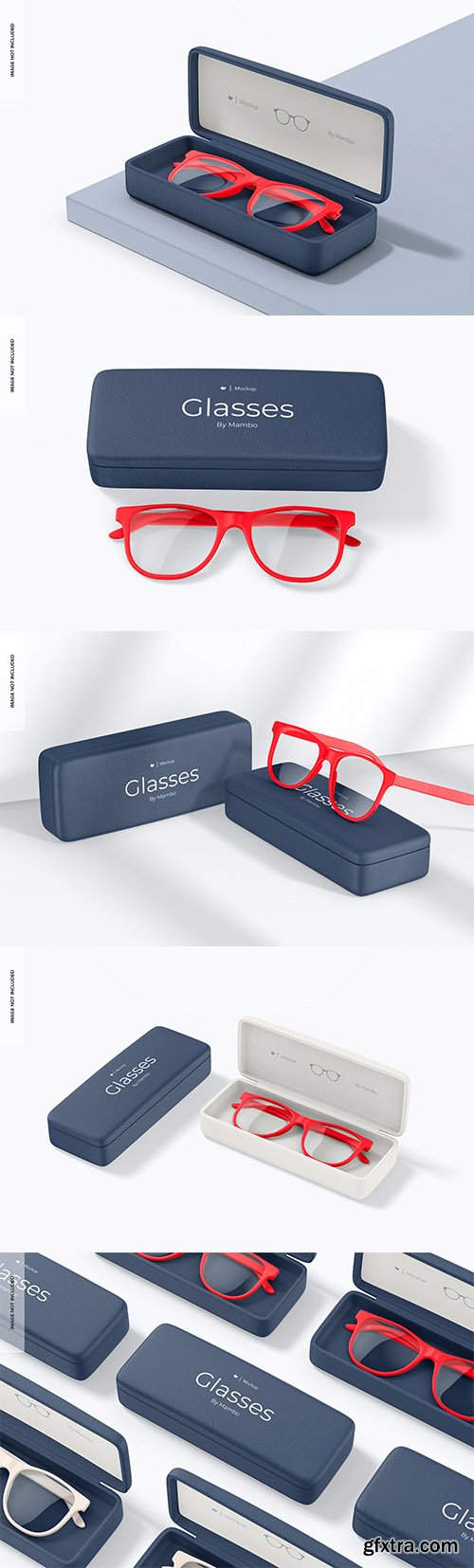 Eyeglasses cases set mockup