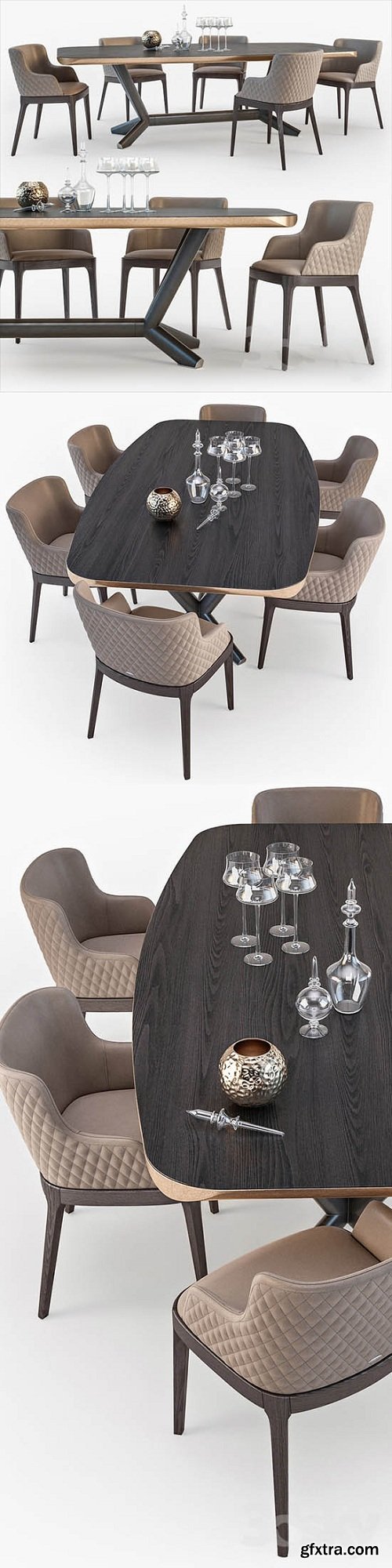 Cattelan Italia Planer table Magda armchair set01