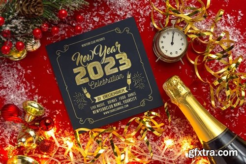 Happy New Year Flyer or Invitation Mockup