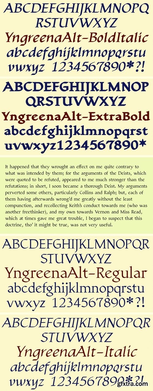 YngreenaAlt Fon Family - 5 Fonts