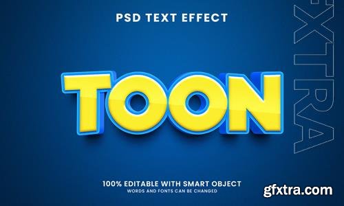 Cartoon toon style 3d text effect psd