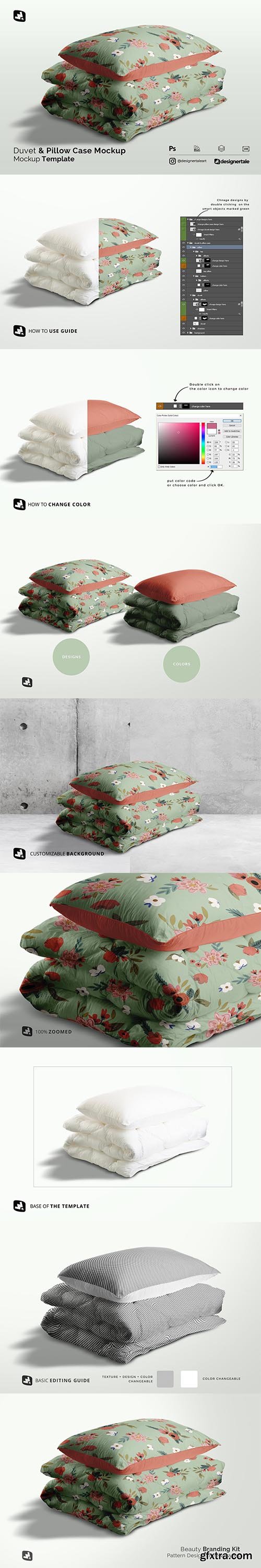 CreativeMarket - Duvet & Pillow Case Mockup 5106659