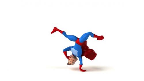 Videohive - Fun 3D cartoon superhero doing breakdance - 35465105 - 35465105