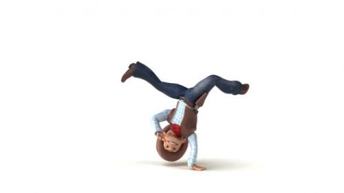 Videohive - Fun 3D cartoon cowboy doing breakdance - 35465734 - 35465734