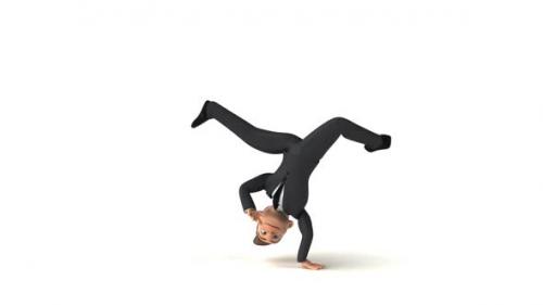 Videohive - Fun 3D cartoon business man doing breakdance - 35465736 - 35465736