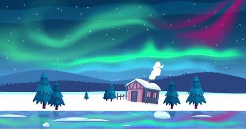 Videohive - Beautiful Aurora - Northern Lights in a Snowy Forest - Winter Night Landscape - 35465994 - 35465994