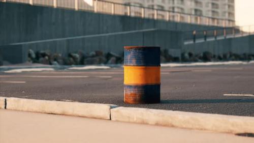 Videohive - Old and Rusty Metal Barrel on Parking - 35496056 - 35496056