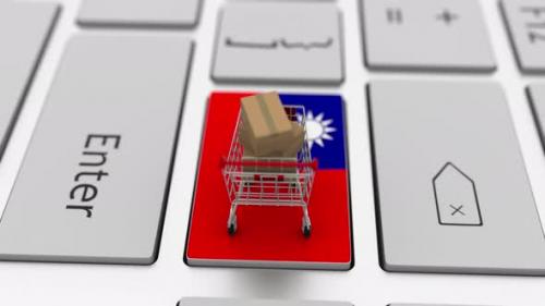 Videohive - Key with Flag of Taiwan and Shopping Cart with Boxes - 35503418 - 35503418