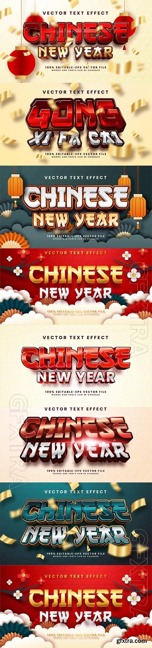 Chinese new year editable text style effect with red color theme, suitable for asian event concept