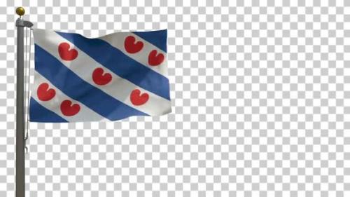 Videohive - Friesland Flag (Netherlands) on Flagpole with Alpha Channel - 4K - 35376703 - 35376703