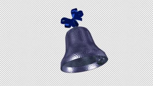 Videohive - Holiday Bell - Silver Metal - Blue Bow - Transparent Loop - 35377072 - 35377072