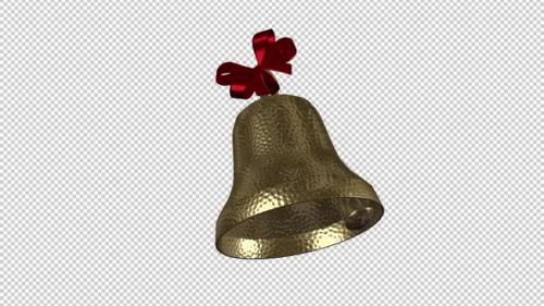 Videohive - Holiday Bell - Golden Metal - Red Bow - Transparent Loop - 35377073 - 35377073