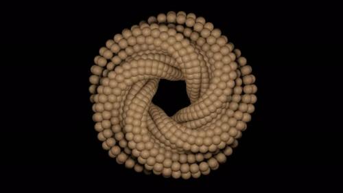 Videohive - 4K 3D animation. Beautiful abstract twisted torus made of wood balls rotates - 35413287 - 35413287