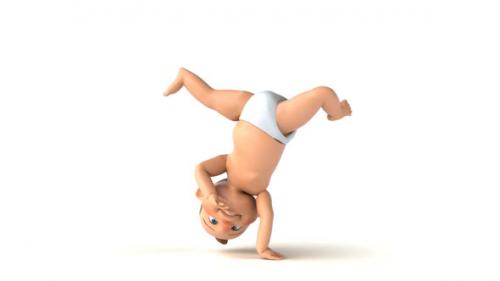 Videohive - Fun 3D cartoon baby dancing on hip hop - 35415210 - 35415210