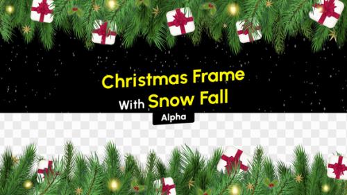 Videohive - Christmas Frame With Snow Fall Alpha - 35423937 - 35423937