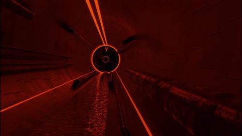 Videohive - View inside of a long dark tunnel with dim lighting - 35425359 - 35425359