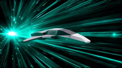 Videohive - 3d animation of spacecraft of the future in Hyperspace Jump - 35425380 - 35425380