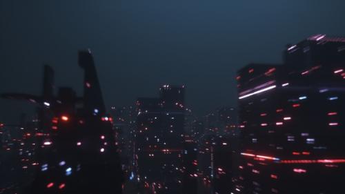 Videohive - Sci-Fi Cyber Punk City Digital Background Loop - 35425513 - 35425513