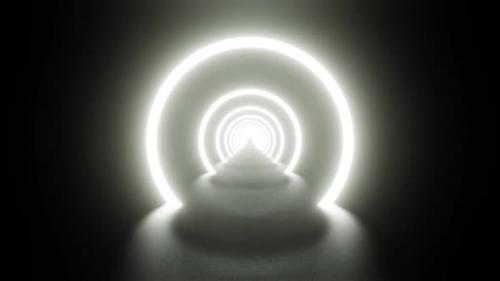 Videohive - White Light Ring Tunnel Vj Loop Sci Fi Background HD - 35432820 - 35432820