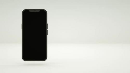 Videohive - 3D Render Black Phone Spins on White Background - 35453689 - 35453689