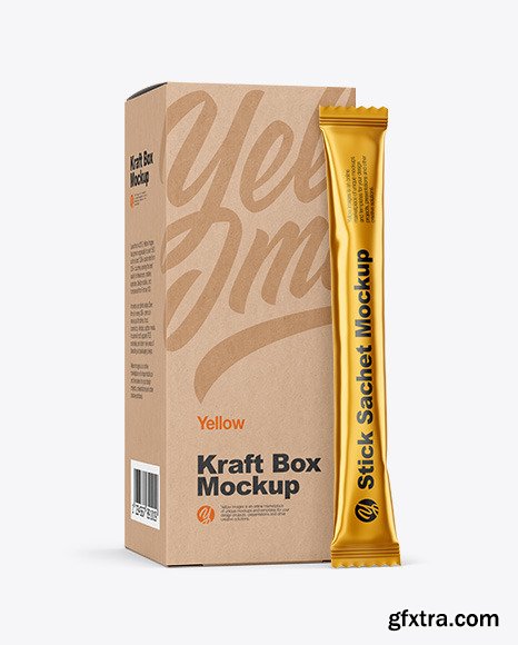 Matte Metallic Stick Sachet w/ Kraft Box mockup 83165