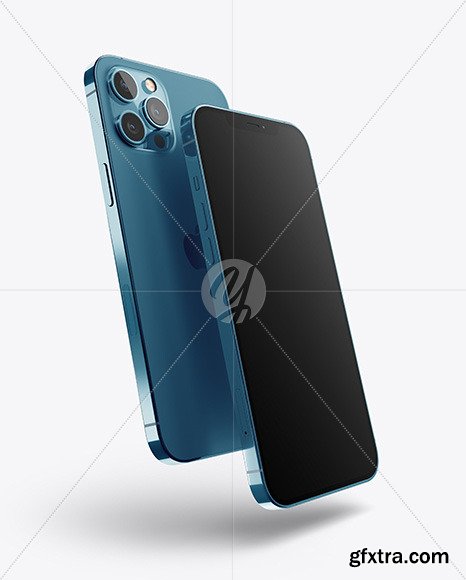 Two Apple iPhones 12 Pro Max Pacific Blue Mockup 84977