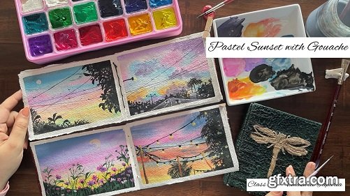 Pastel Sunset With Gouache - Learn to Paint 4 Expressive Sunset Skies