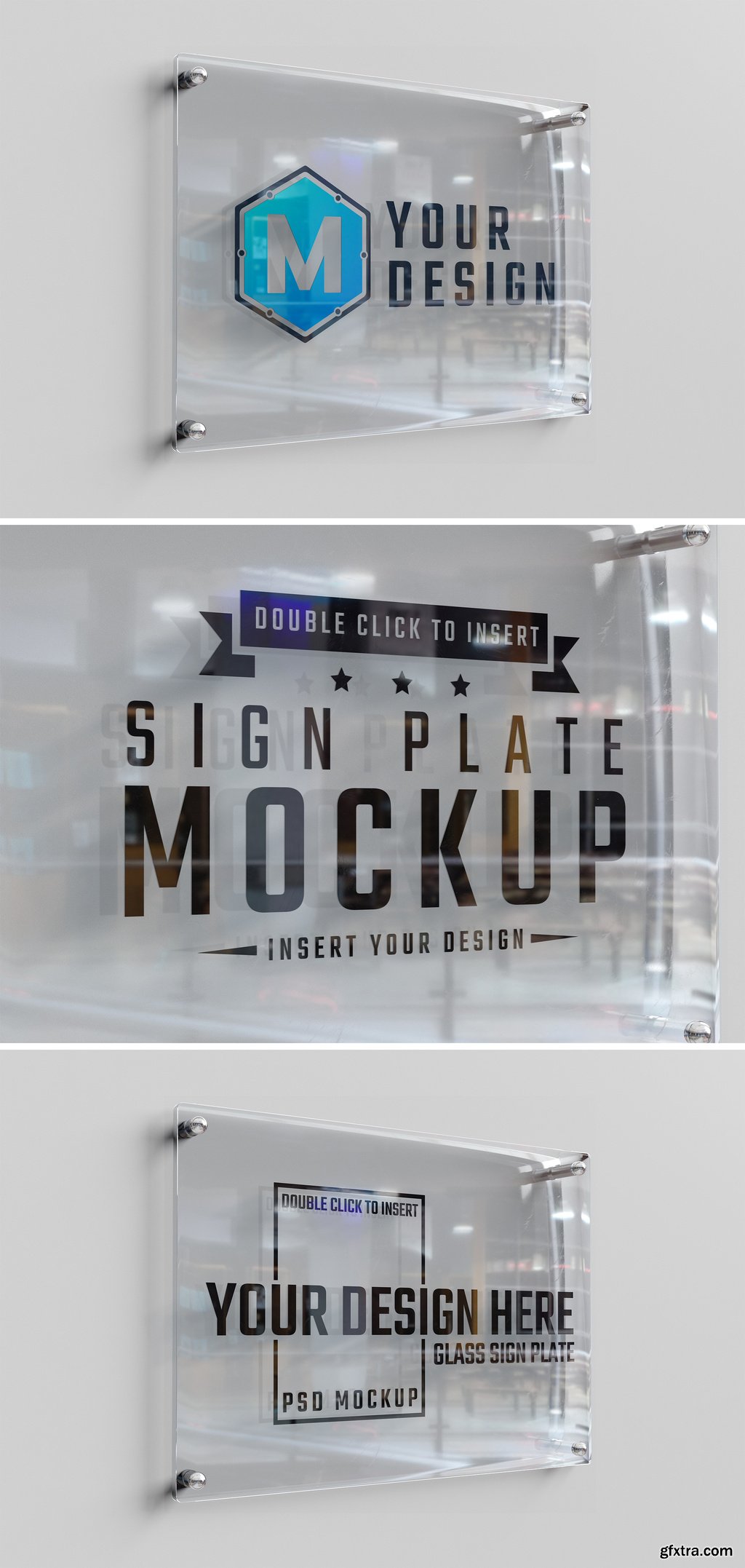 Glass Sign Plate on White Wall Mockup 470949007 » GFxtra