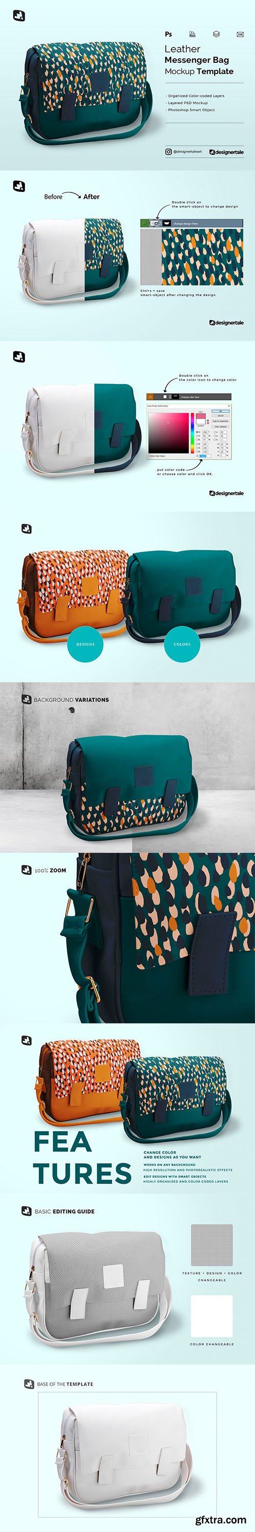 CreativeMarket - Leather Messenger Bag Mockup 5040366