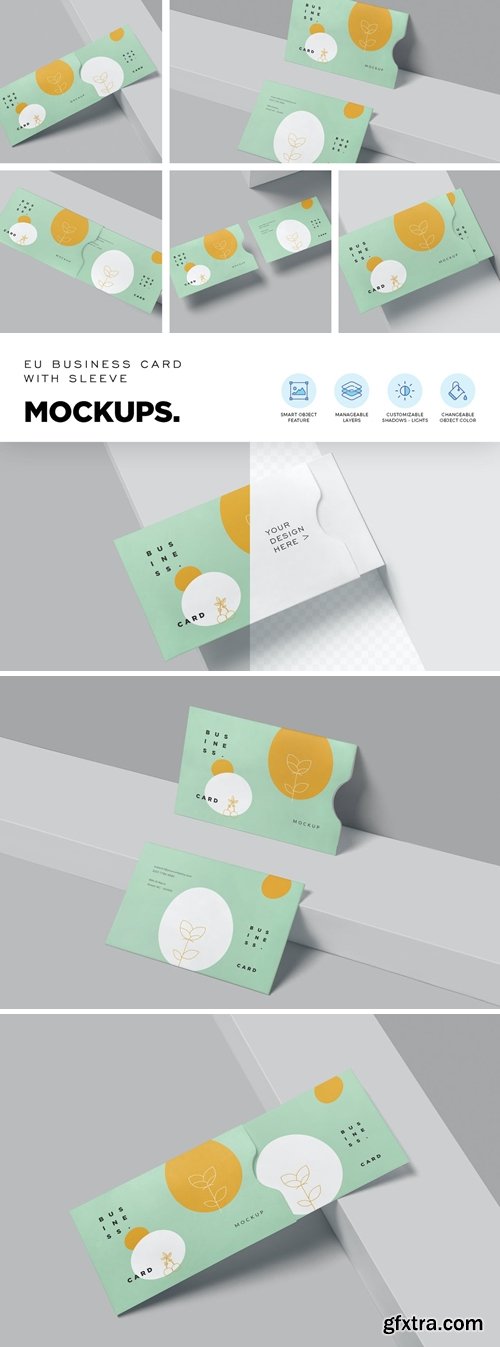 EU Business Card with Sleeve Mockups