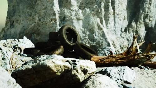 Videohive - Old Abandoned Tyres on Sea Shore - 35536817 - 35536817