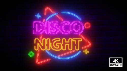 Videohive - Disco Night Neon Sign Flashing Animation Background - 35542019 - 35542019