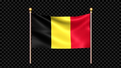 Videohive - Flag Of Belgium Waving In Double Pole Looped - 35542202 - 35542202